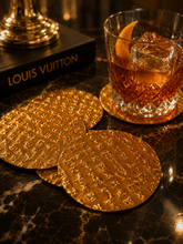 Load image into Gallery viewer, Gold decorative coaster set detail view