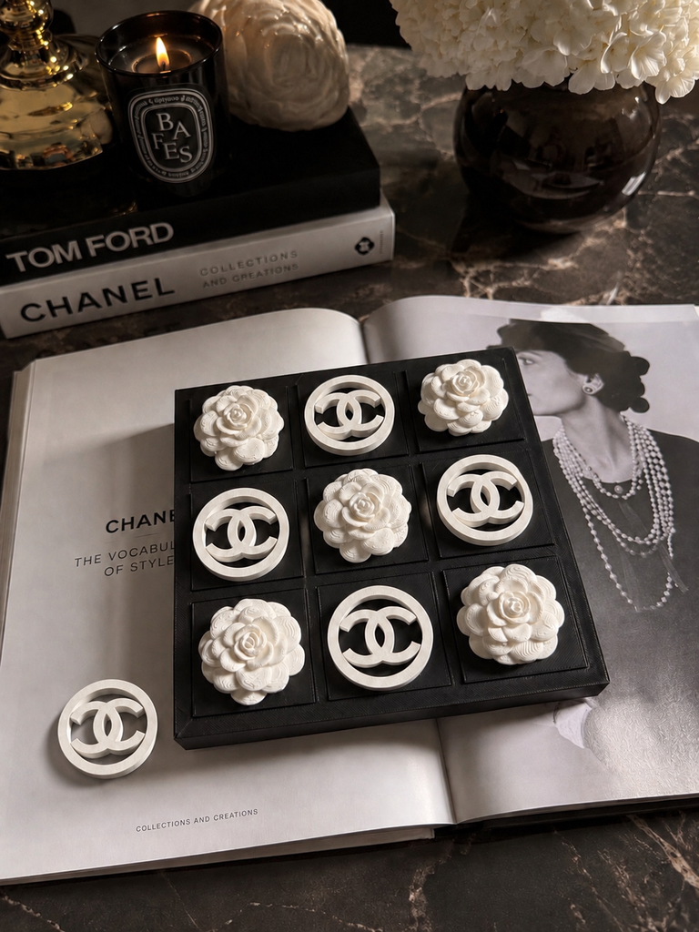 Luxury tic tac toe décor set styled view